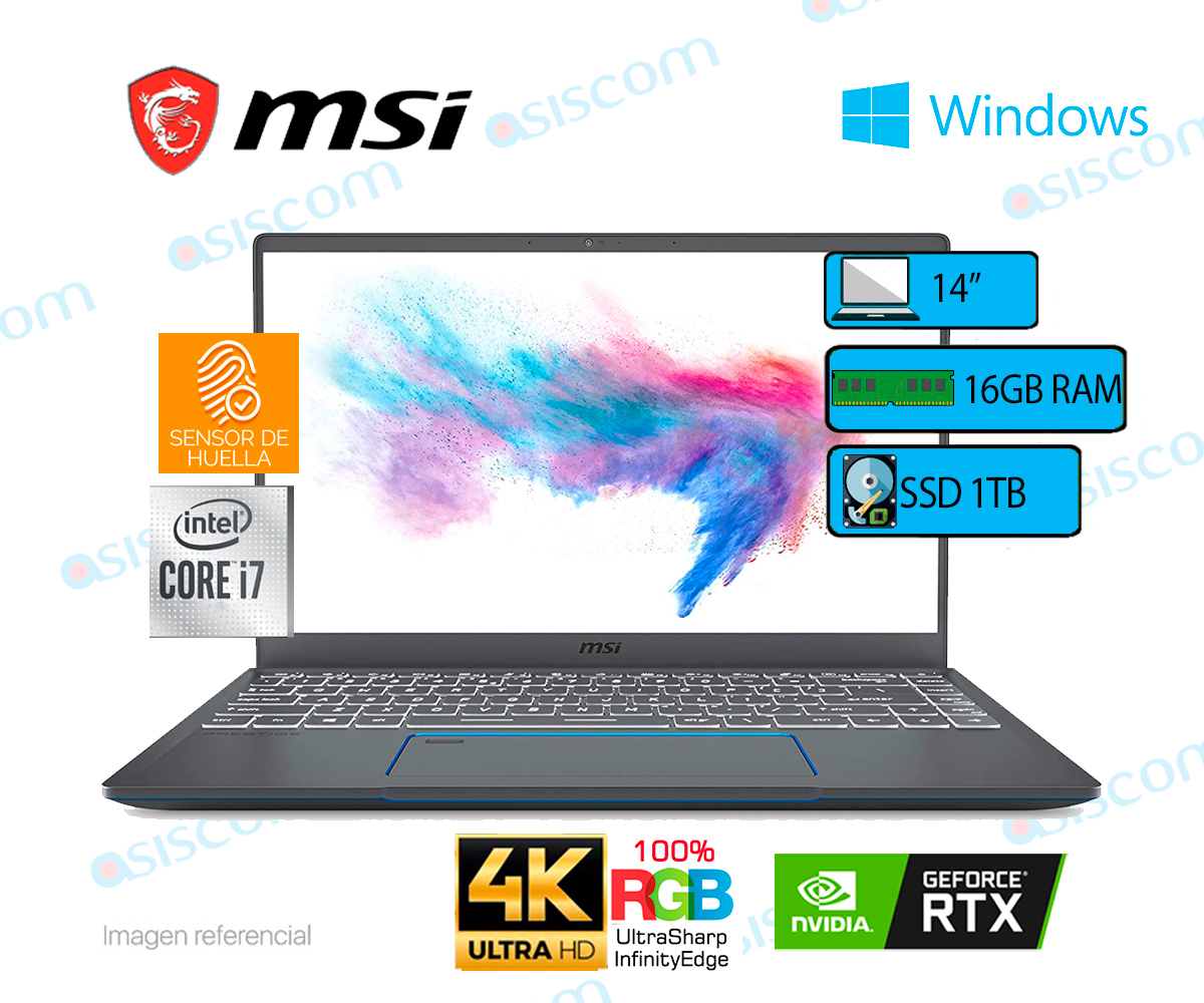 Scheda Madre MSI Prestige 14 A10SC-230US (i7, 16GB, GTX 1650) - Usata